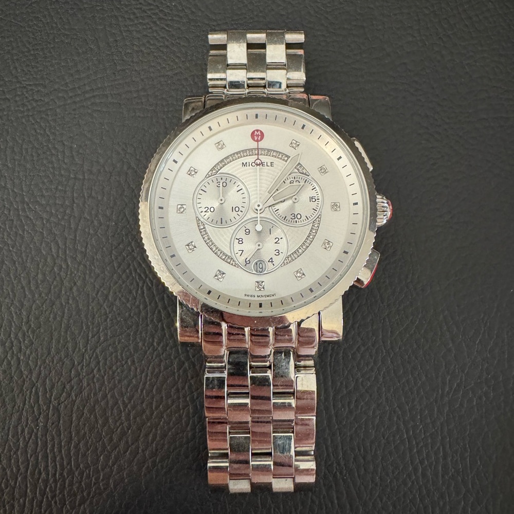Michele Silver Stainless Steel Watch